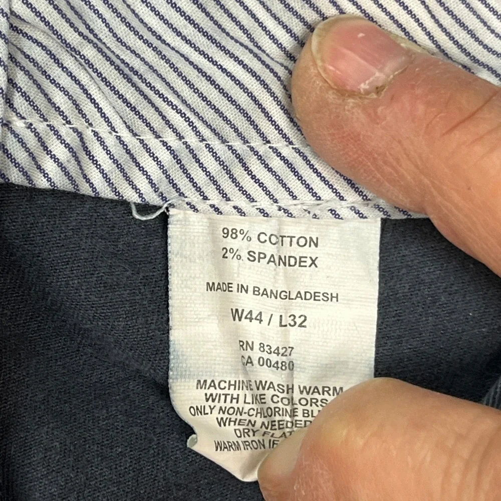 1946 Ballin Stretch Non-Iron Pants Mens 44x32 Navy Blue Chino Flat Front EUC - Picture 11 of 15